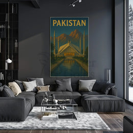 Faisal Mosque Scenic Vintage Travel Poster PosterGoat
