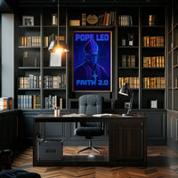 Faith 2.0: Elevate Belief With Cyberpunk Art Poster PosterGoat
