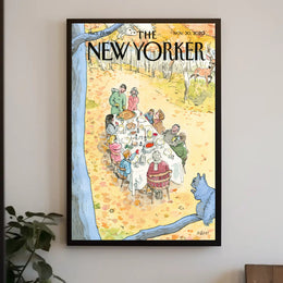 Fall Dining Gathering at Outdoors Thanksgiving Cultural Poster PosterGoat