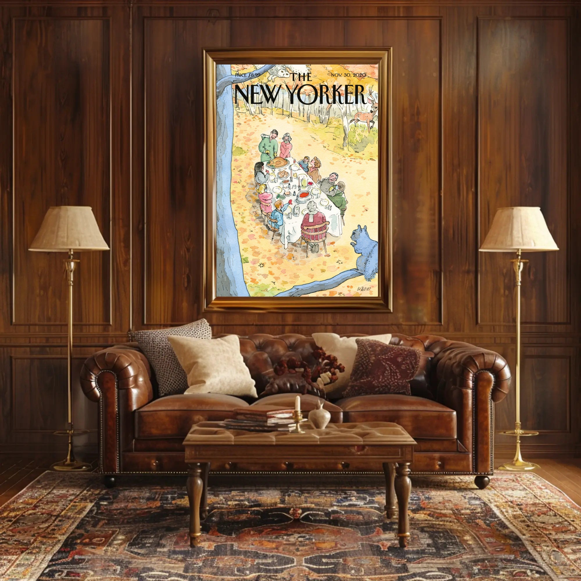 Fall Dining Gathering at Outdoors Thanksgiving Cultural Poster PosterGoat