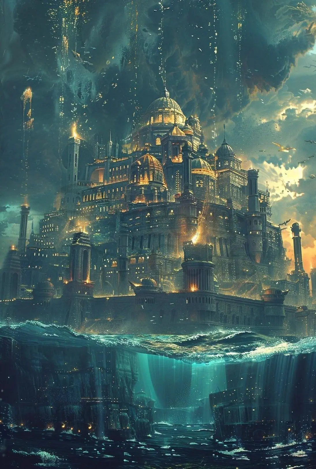 Fantastical City Underwater Dreamscape Futuristic Sci-Fi Poster PosterGoat