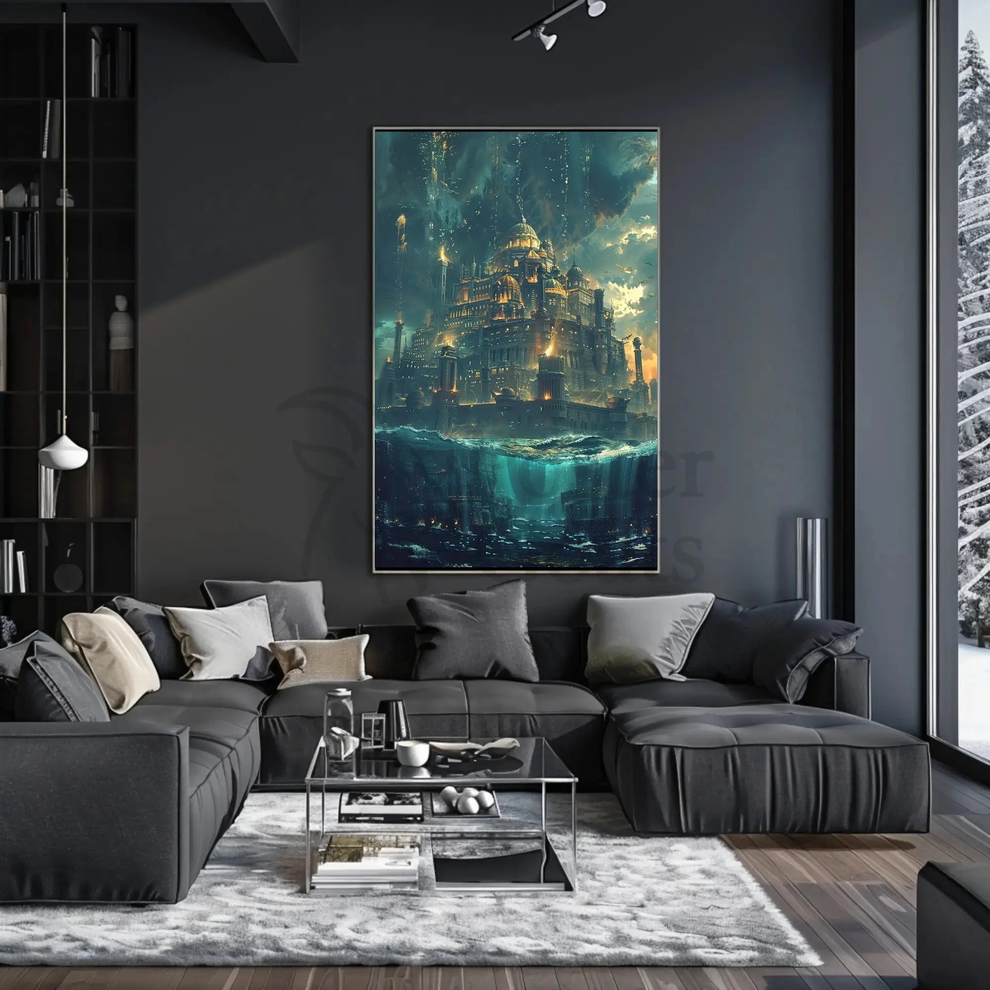 Fantastical City Underwater Dreamscape Futuristic Sci-Fi Poster PosterGoat