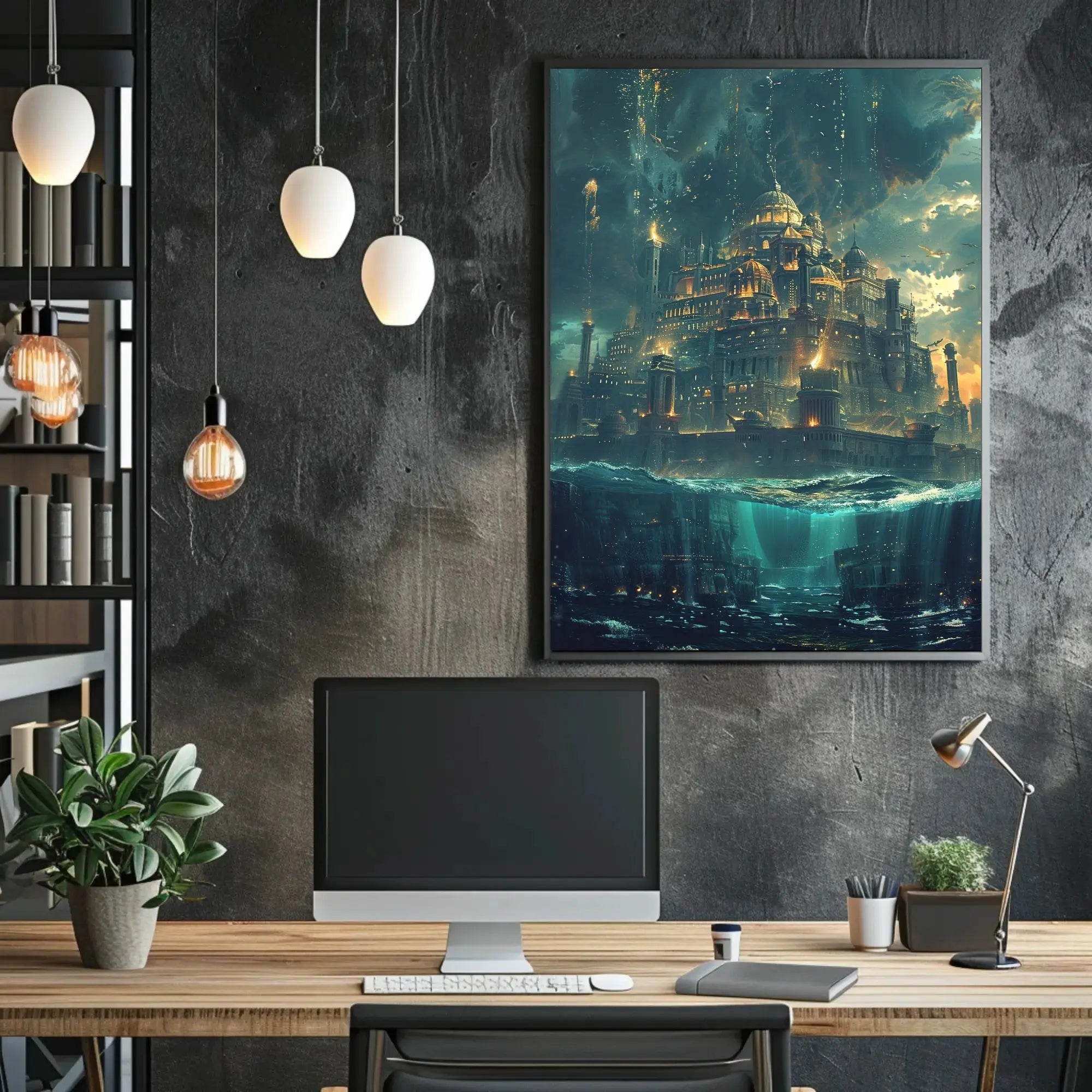 Fantastical City Underwater Dreamscape Futuristic Sci-Fi Poster PosterGoat