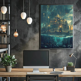 Fantastical City Underwater Dreamscape Futuristic Sci-Fi Poster PosterGoat