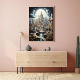 Fantastical Cityscape with Surreal Architecture Artistic Poster PosterGoat
