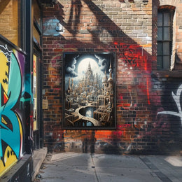 Fantastical Cityscape with Surreal Architecture Artistic Poster PosterGoat