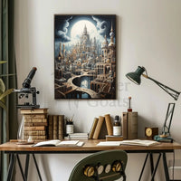 Fantastical Cityscape with Surreal Architecture Artistic Poster PosterGoat