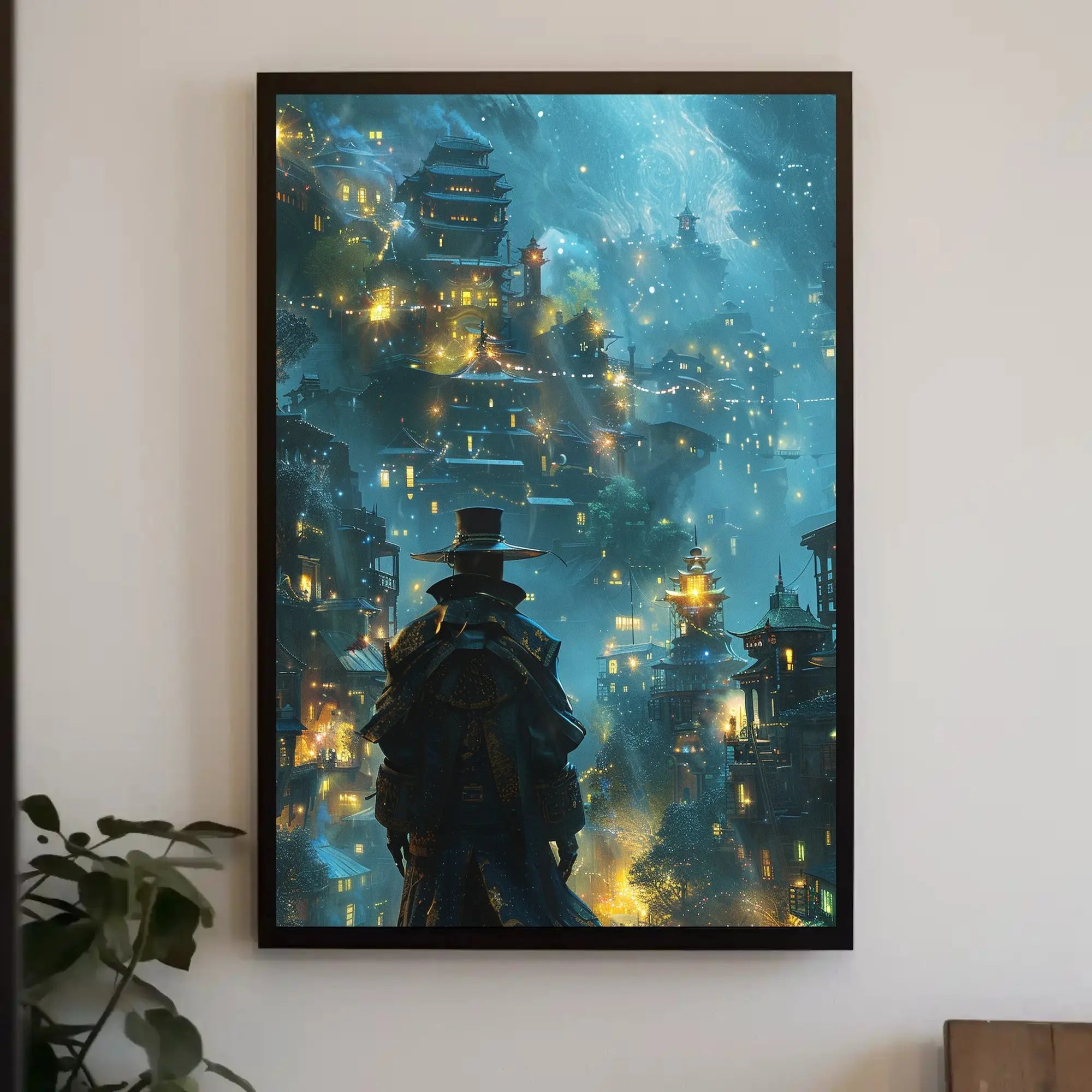 Fantastical Eastern Cityscape Adventure Futuristic Sci-Fi Poster PosterGoat
