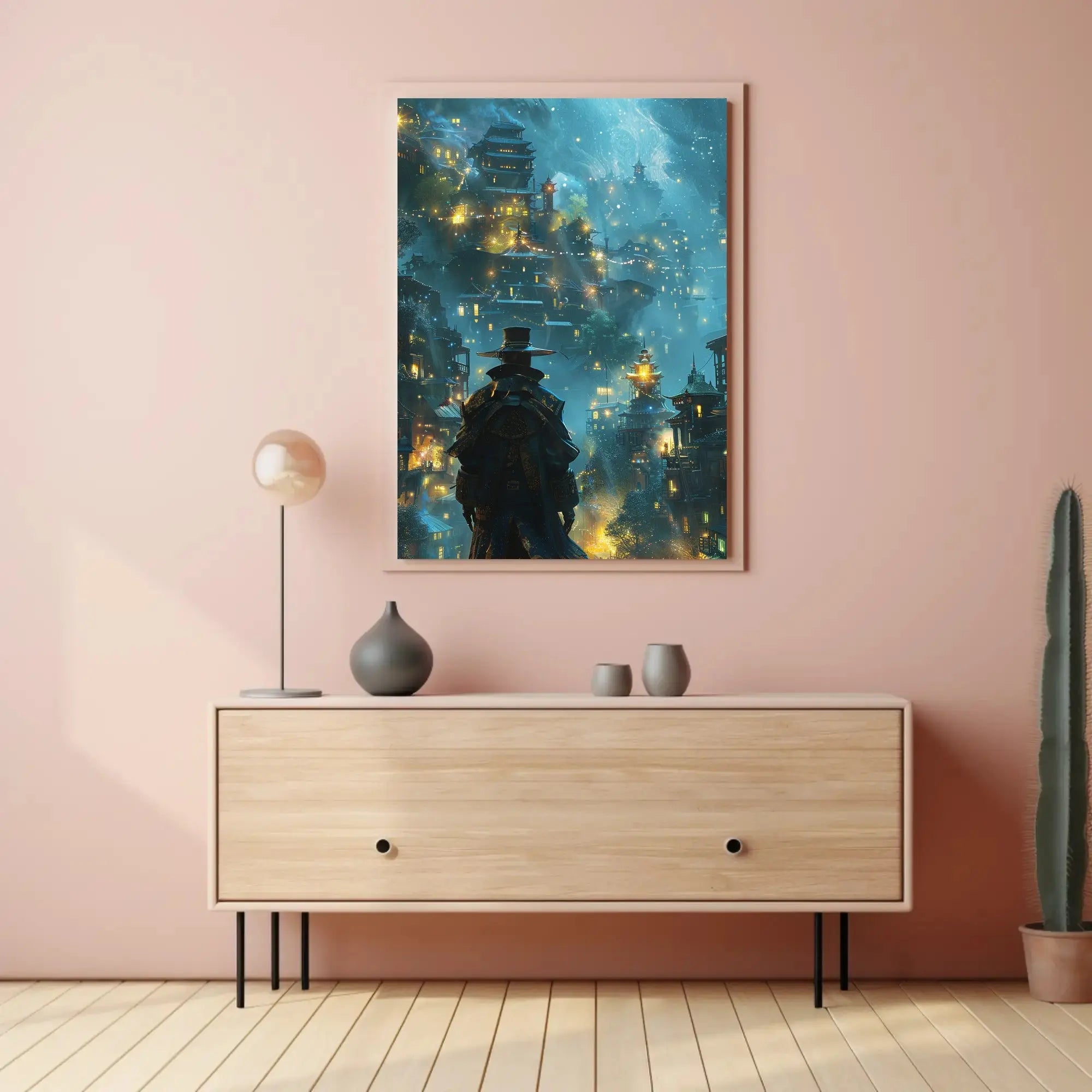 Fantastical Eastern Cityscape Adventure Futuristic Sci-Fi Poster PosterGoat