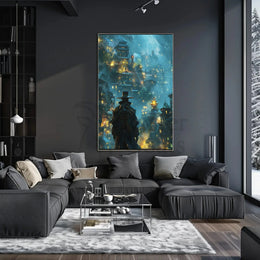 Fantastical Eastern Cityscape Adventure Futuristic Sci-Fi Poster PosterGoat