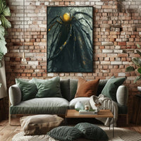 Fantastical Mystical Creature in Darkened Cave Futuristic Sci-Fi Poster PosterGoat