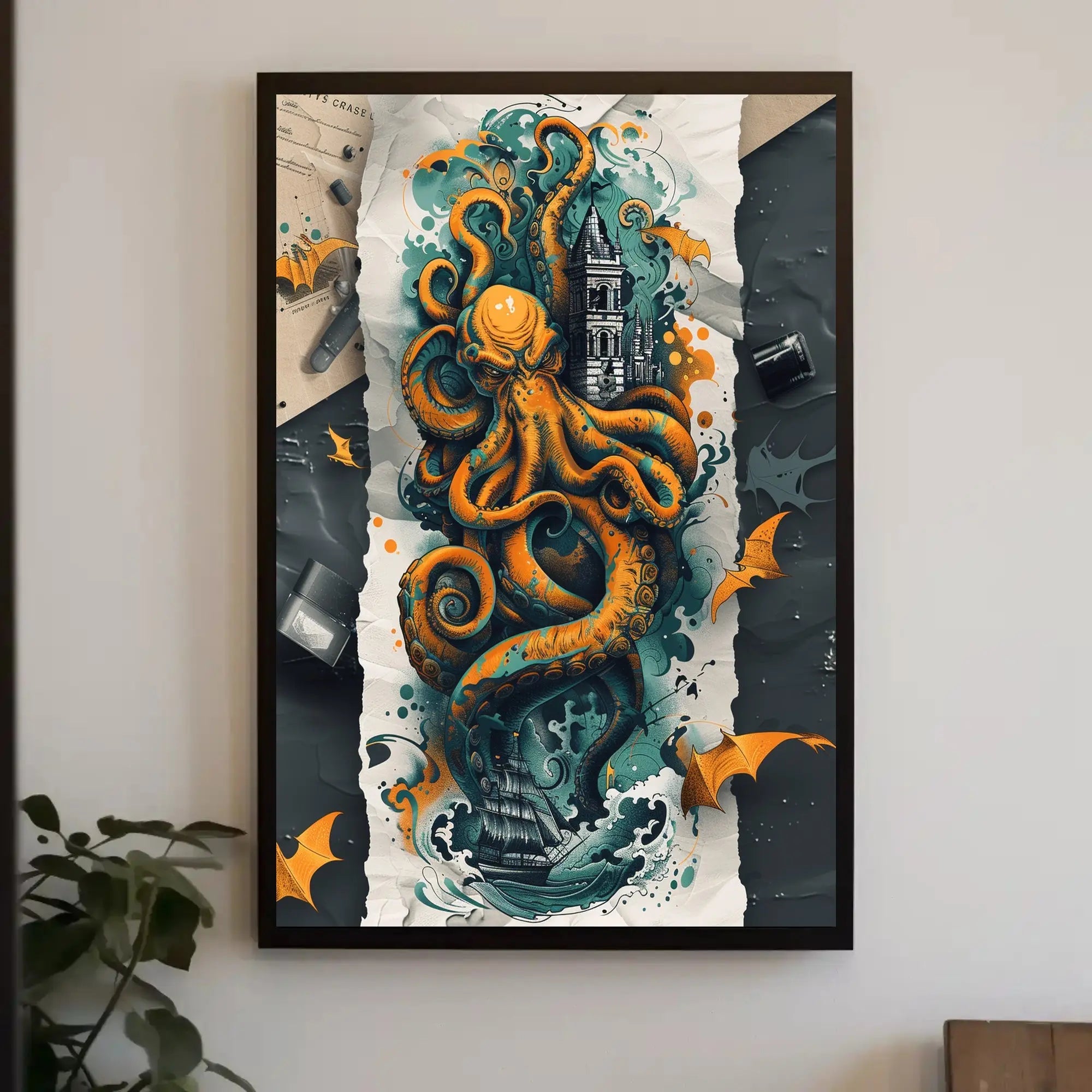 Fantastical Sea Monster Adventure Art Poster PosterGoat