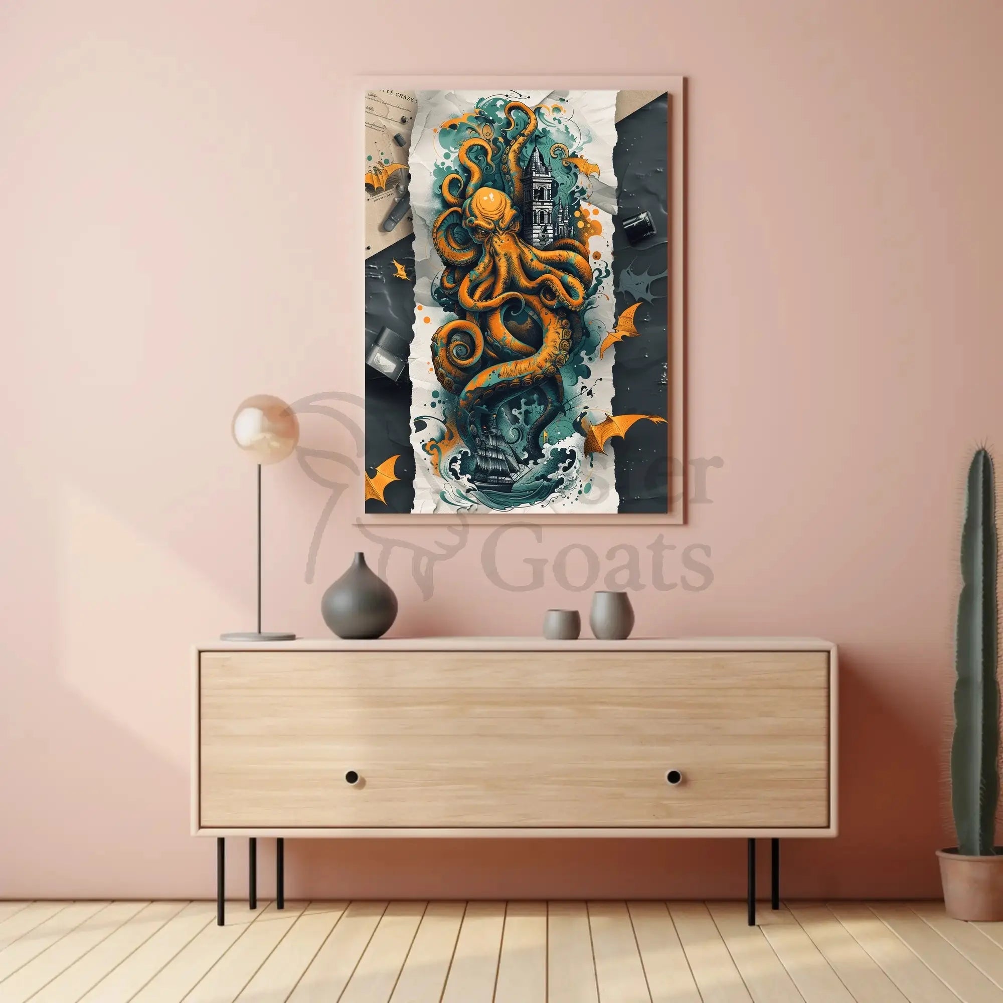 Fantastical Sea Monster Adventure Art Poster PosterGoat