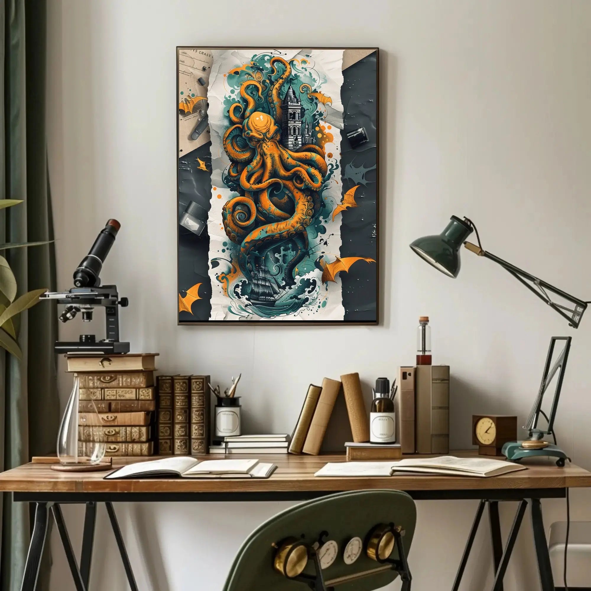 Fantastical Sea Monster Adventure Art Poster PosterGoat