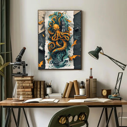 Fantastical Sea Monster Adventure Art Poster PosterGoat