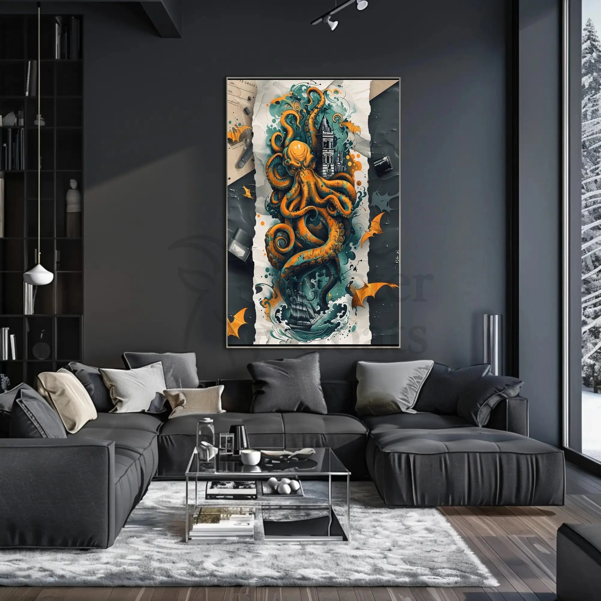 Fantastical Sea Monster Adventure Art Poster PosterGoat