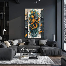 Fantastical Sea Monster Adventure Art Poster PosterGoat