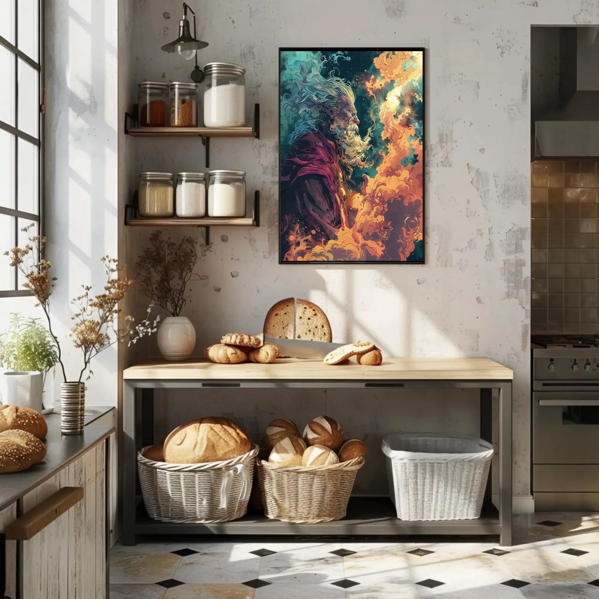 Fantastical Wizard in Mystical Cosmic Setting - Pop Culture Poster PosterGoat