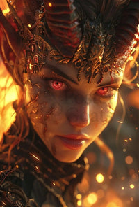 Fantasy Demon with Glowing Eyes Artistic Poster PosterGoat
