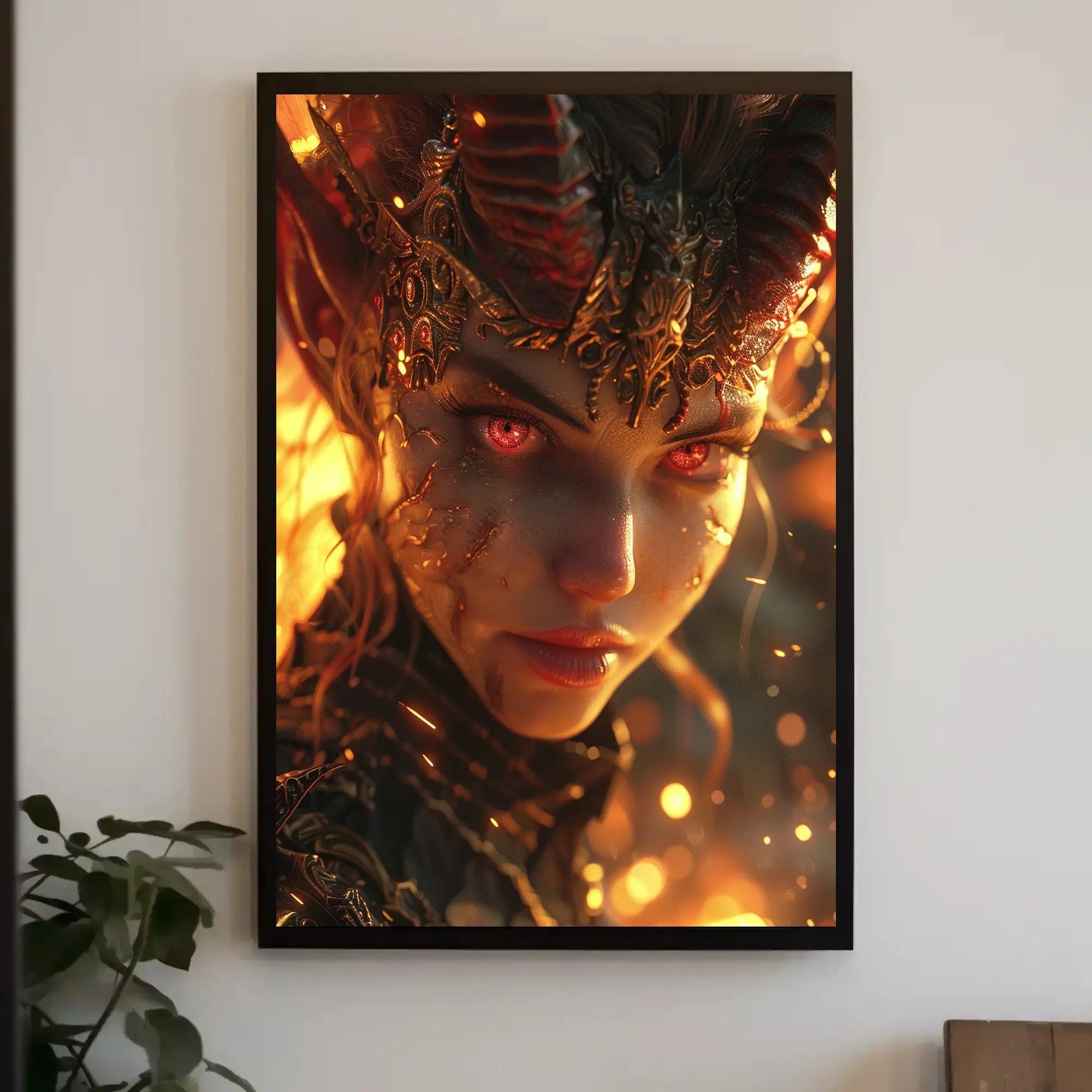 Fantasy Demon with Glowing Eyes Artistic Poster PosterGoat