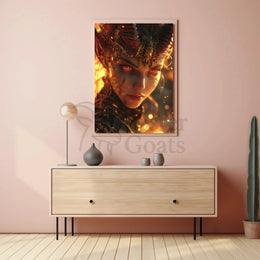 Fantasy Demon with Glowing Eyes Artistic Poster PosterGoat