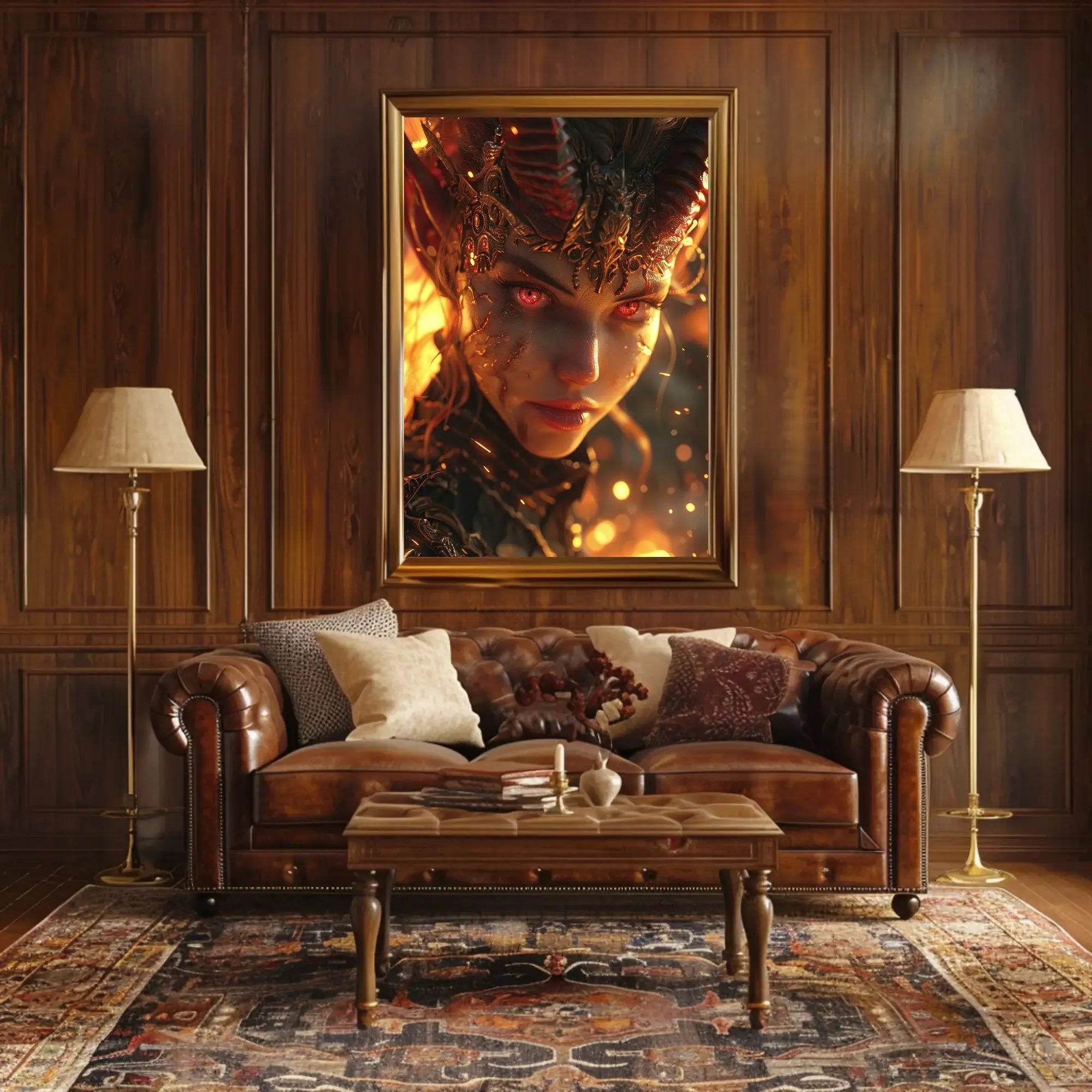 Fantasy Demon with Glowing Eyes Artistic Poster PosterGoat
