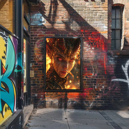 Fantasy Demon with Glowing Eyes Artistic Poster PosterGoat