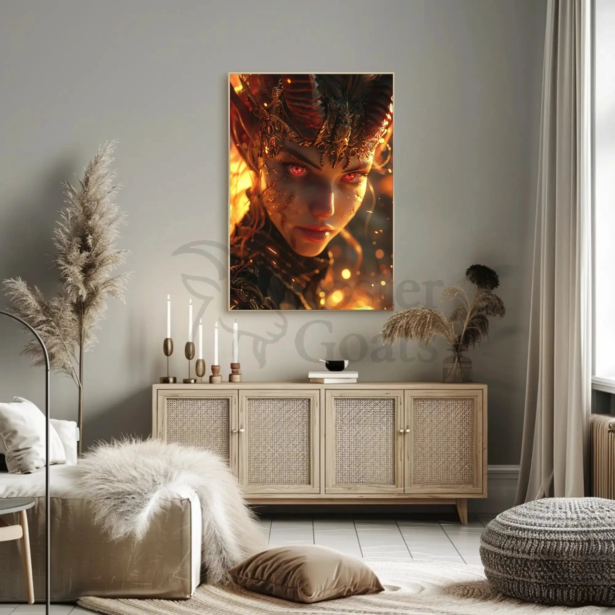 Fantasy Demon with Glowing Eyes Artistic Poster PosterGoat