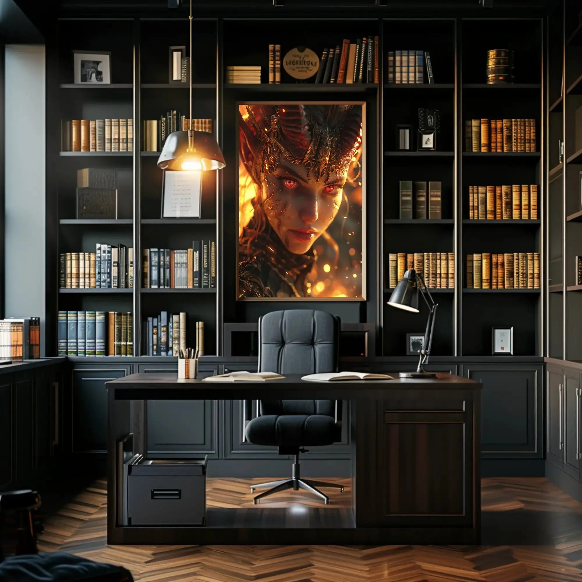 Fantasy Demon with Glowing Eyes Artistic Poster PosterGoat