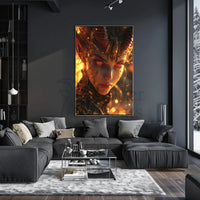 Fantasy Demon with Glowing Eyes Artistic Poster PosterGoat