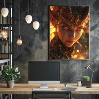 Fantasy Demon with Glowing Eyes Artistic Poster PosterGoat