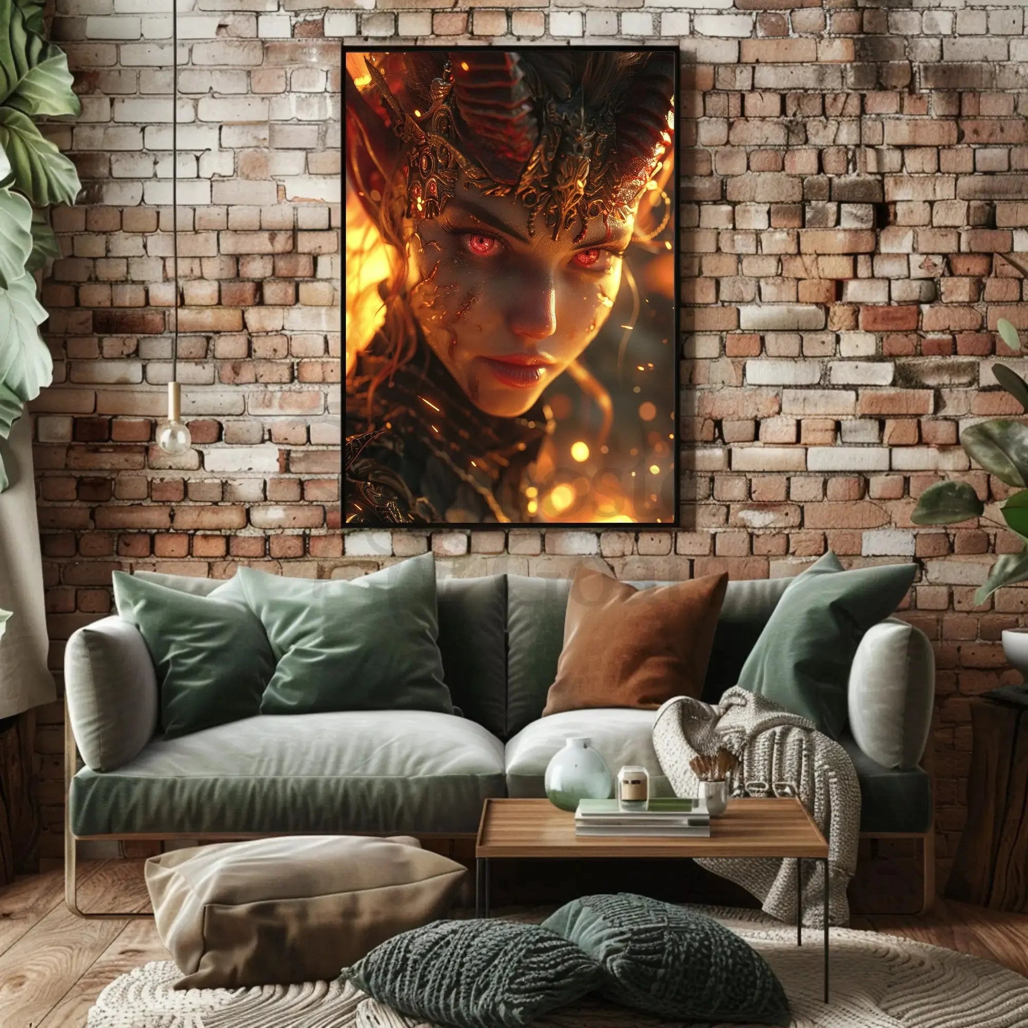 Fantasy Demon with Glowing Eyes Artistic Poster PosterGoat