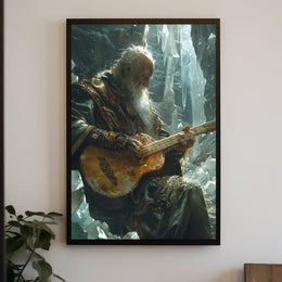 Fantasy Elderly Musician in Enchanting Realm Poster PosterGoat