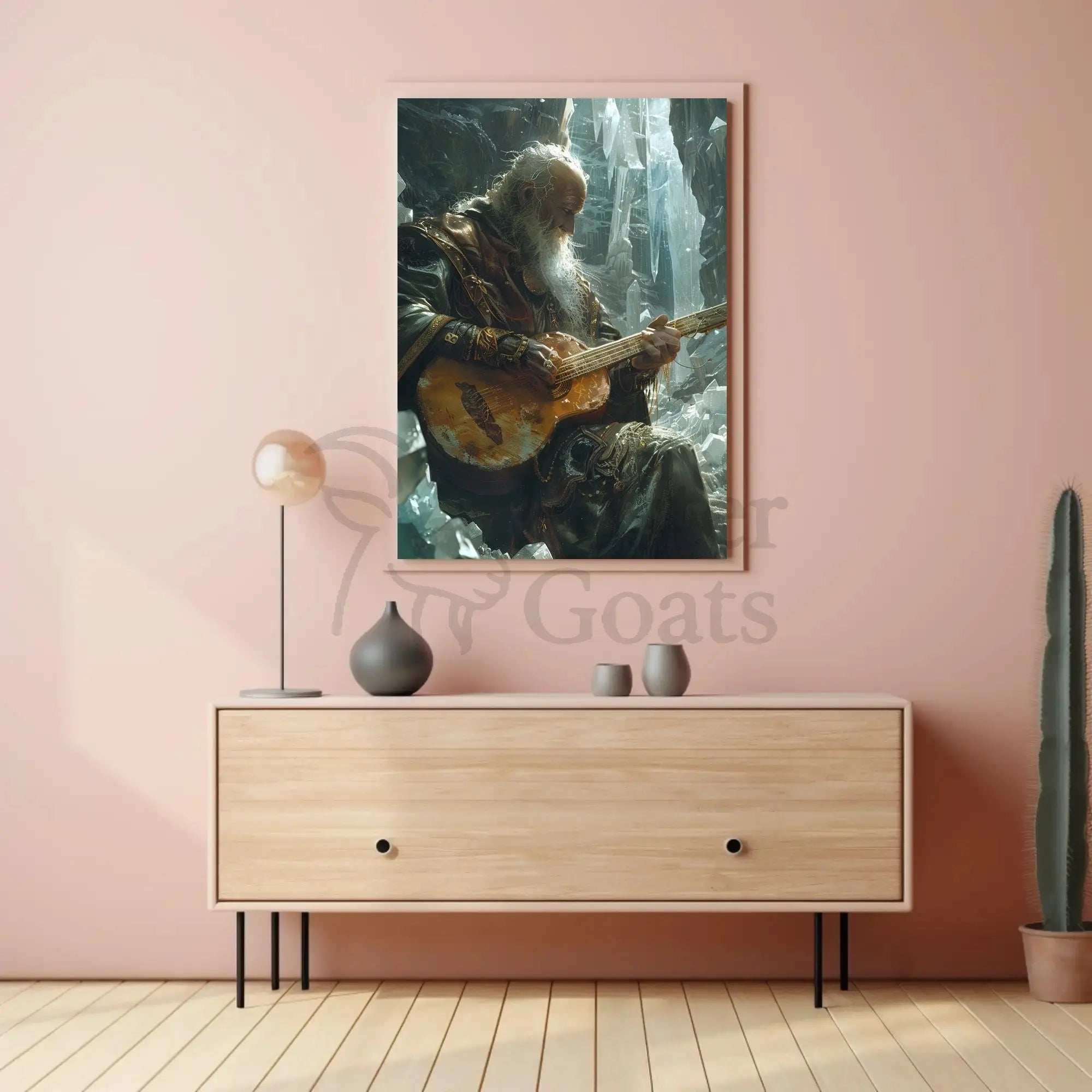 Fantasy Elderly Musician in Enchanting Realm Poster PosterGoat