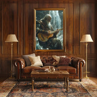 Fantasy Elderly Musician in Enchanting Realm Poster PosterGoat