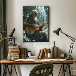 Fantasy Elderly Musician in Enchanting Realm Poster PosterGoat