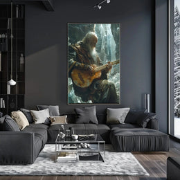 Fantasy Elderly Musician in Enchanting Realm Poster PosterGoat
