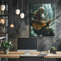 Fantasy Elderly Musician in Enchanting Realm Poster PosterGoat