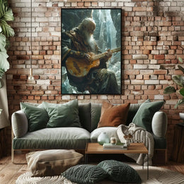 Fantasy Elderly Musician in Enchanting Realm Poster PosterGoat