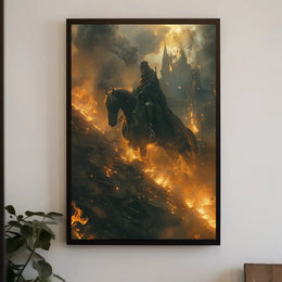 Fantasy Knight on Horseback Epic Scene Artistic Poster PosterGoat