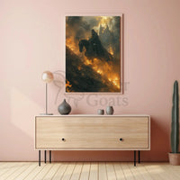 Fantasy Knight on Horseback Epic Scene Artistic Poster PosterGoat