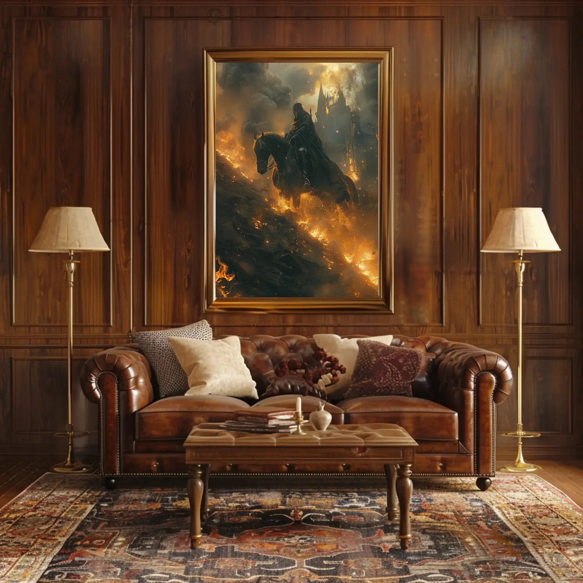 Fantasy Knight on Horseback Epic Scene Artistic Poster PosterGoat