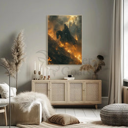 Fantasy Knight on Horseback Epic Scene Artistic Poster PosterGoat
