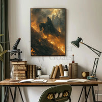 Fantasy Knight on Horseback Epic Scene Artistic Poster PosterGoat