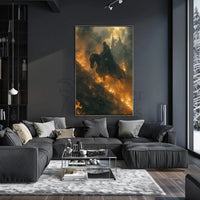 Fantasy Knight on Horseback Epic Scene Artistic Poster PosterGoat