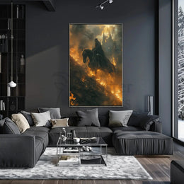 Fantasy Knight on Horseback Epic Scene Artistic Poster PosterGoat