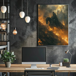 Fantasy Knight on Horseback Epic Scene Artistic Poster PosterGoat