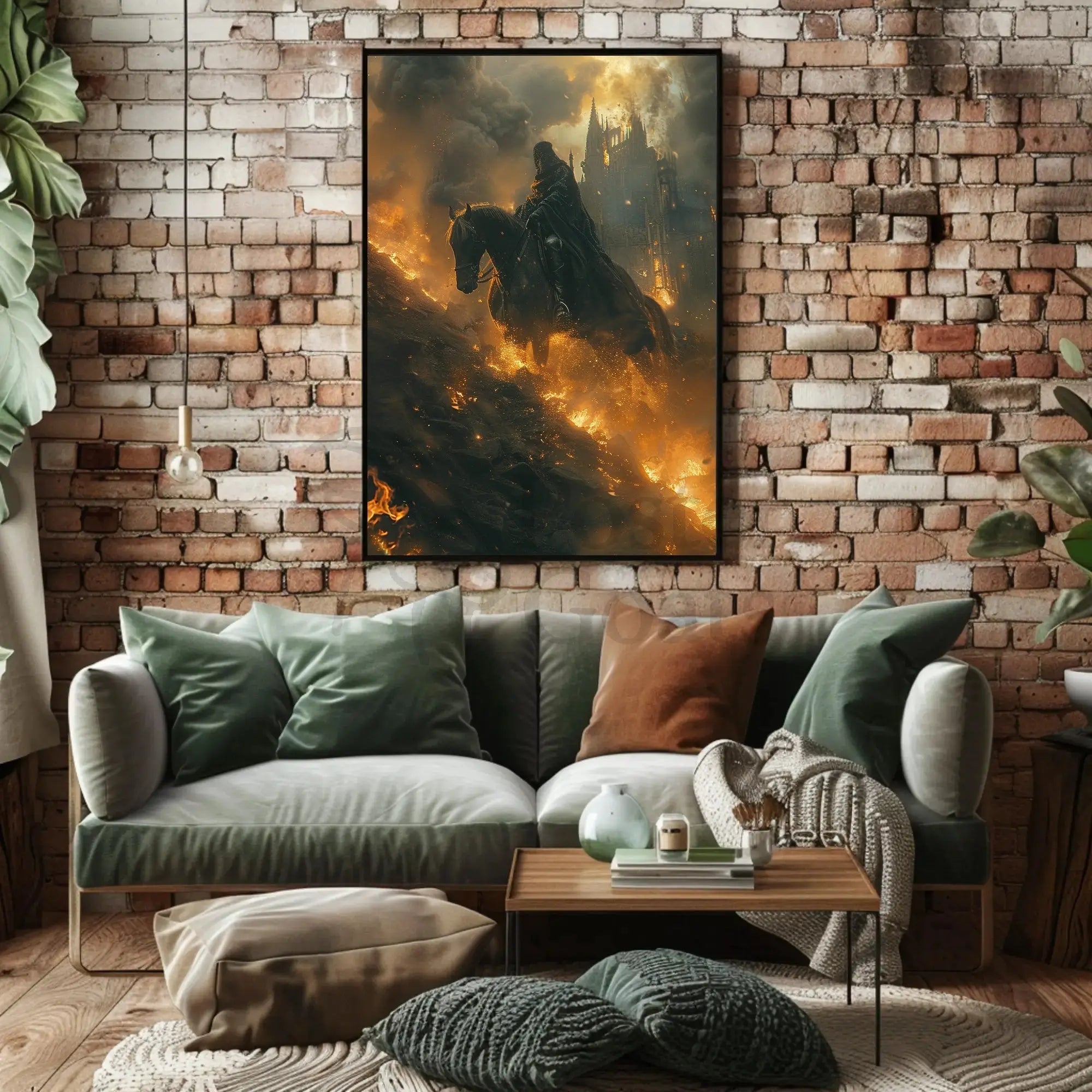 Fantasy Knight on Horseback Epic Scene Artistic Poster PosterGoat