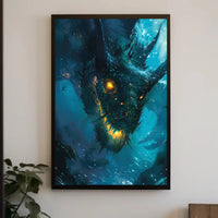 Fantasy Sea Monster in Mystical Depths Artistic Poster PosterGoat