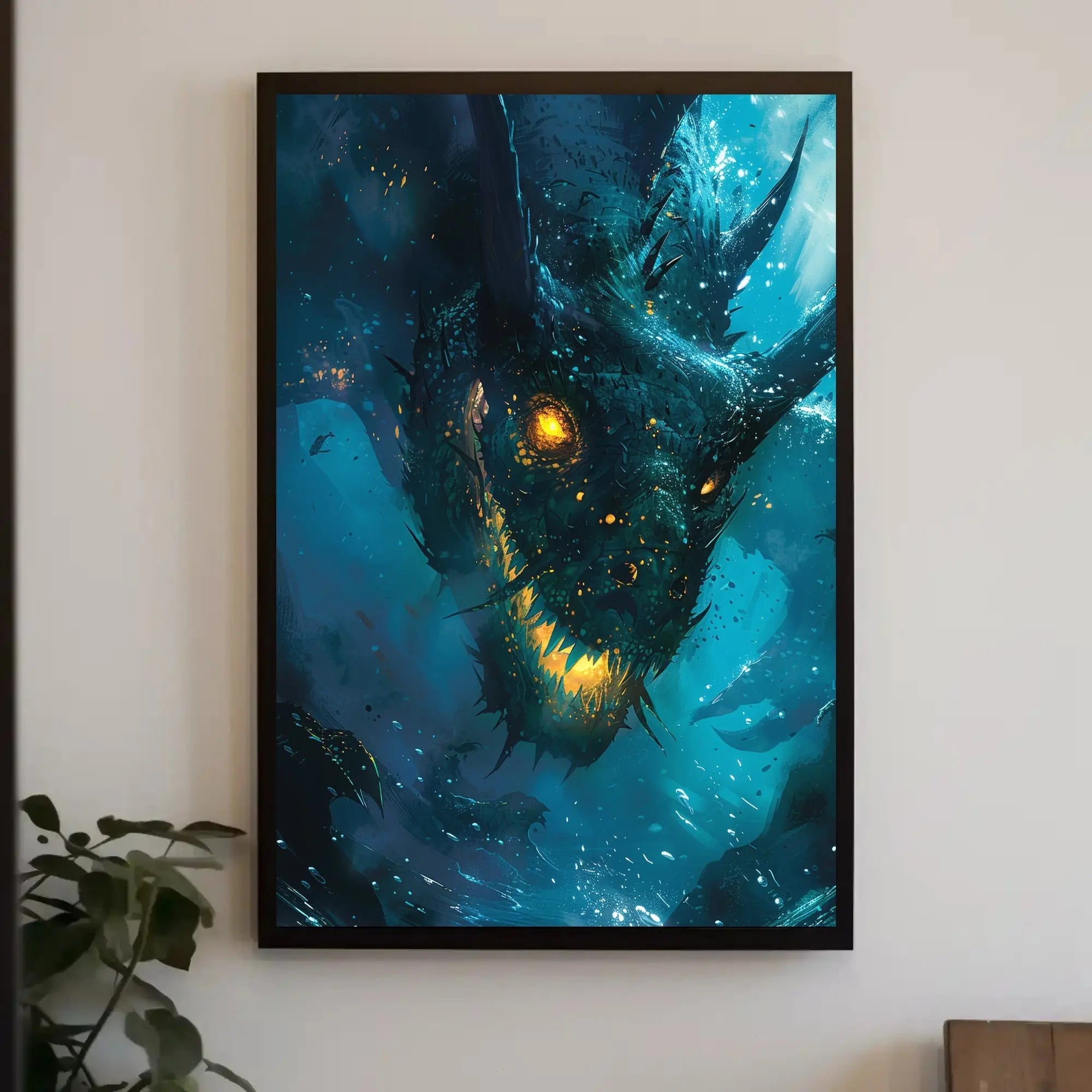 Fantasy Sea Monster in Mystical Depths Artistic Poster PosterGoat